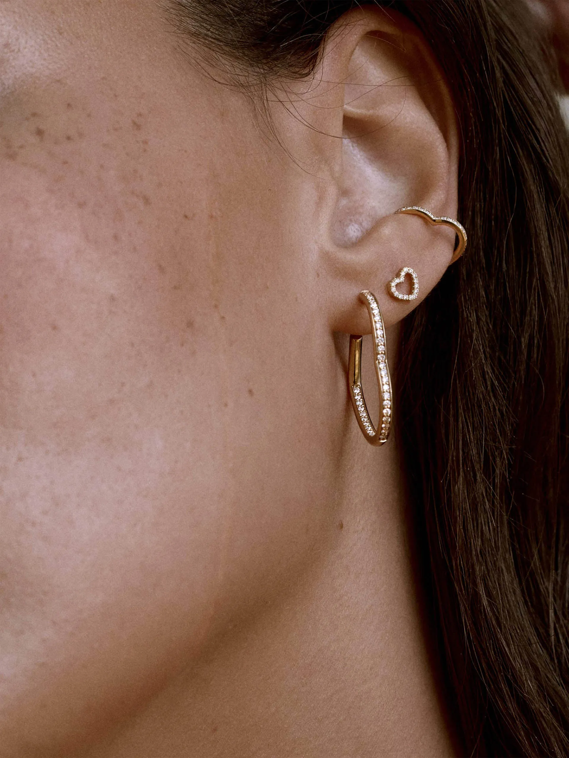 Open heart hoop earring