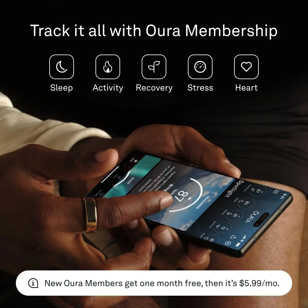 Oura Ring Gen3 Heritage - Black - Size 10 - Smart Ring - Size First with Oura Ring Gen3 Sizing Kit - Sleep Tracking Wearable - Heart Rate - Fitness Tracker - 5-7 Days Battery Life