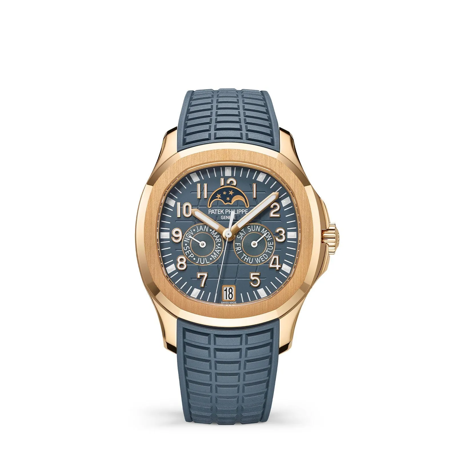 Patek Philippe Aquanaut Annual Calendar & Moon Phases, Blue Grey Dial 5261R-001