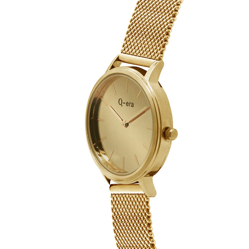 Q-Era Gold Mesh Women's  Watch - QV2808-6