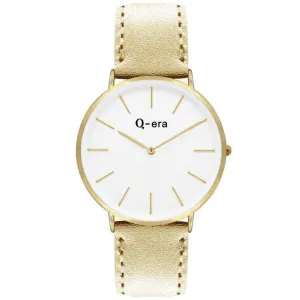 Q-era Metallic Gold Leather Women's Watch - QV2804-8