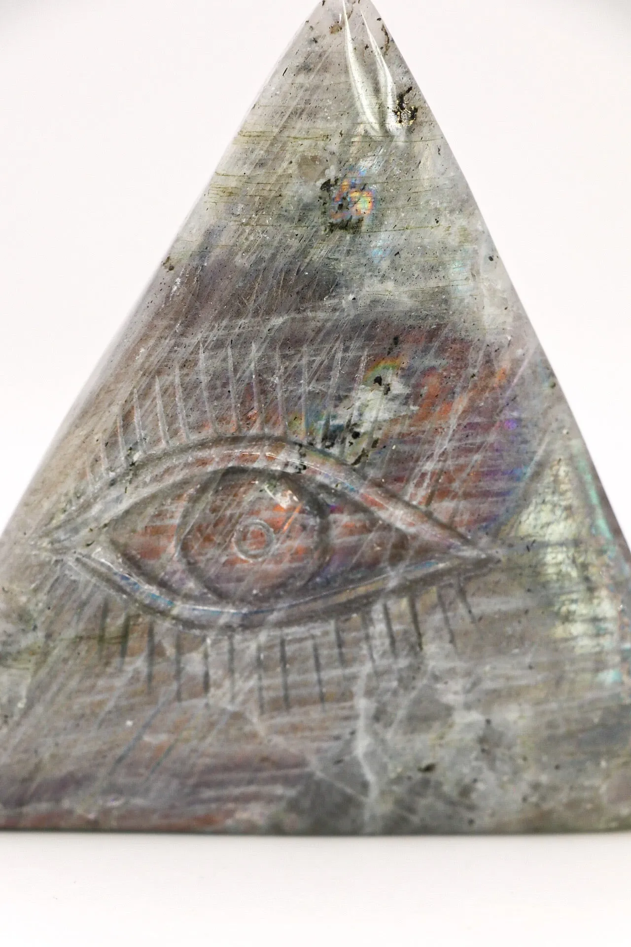 Rainbow Flash Labradorite Eye of Providence Triangle