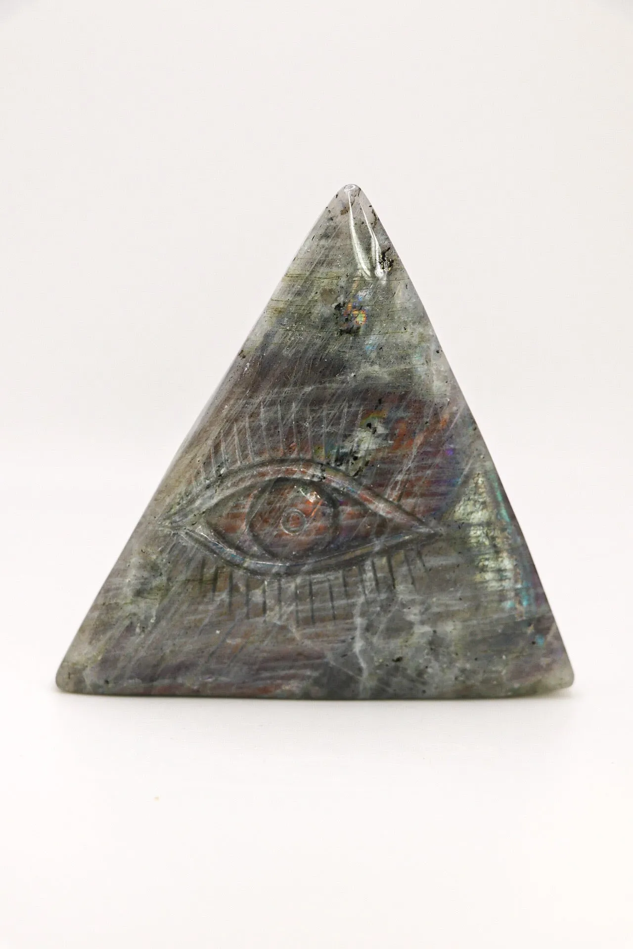 Rainbow Flash Labradorite Eye of Providence Triangle