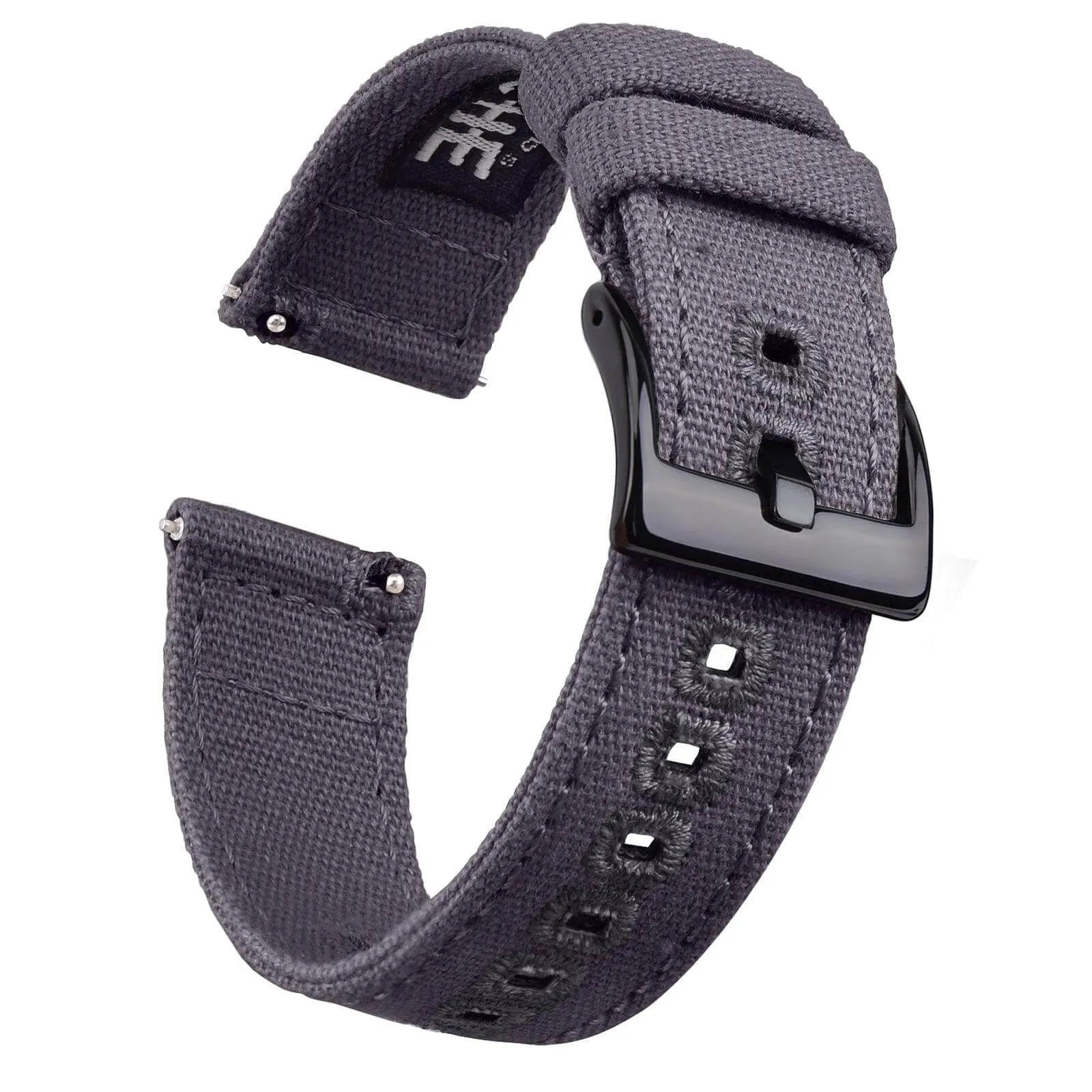 Ritche Smoke Grey Canvas Quick Release Silver Buckle