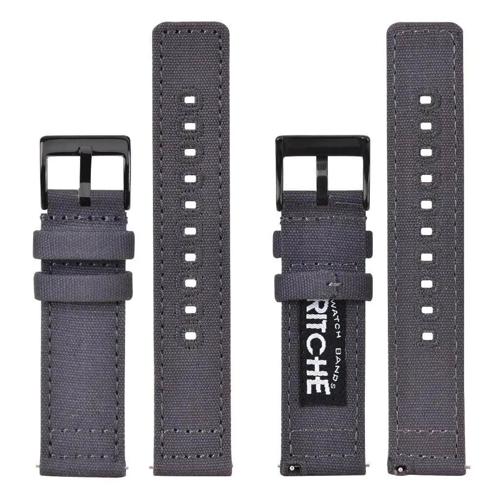 Ritche Smoke Grey Canvas Quick Release Silver Buckle