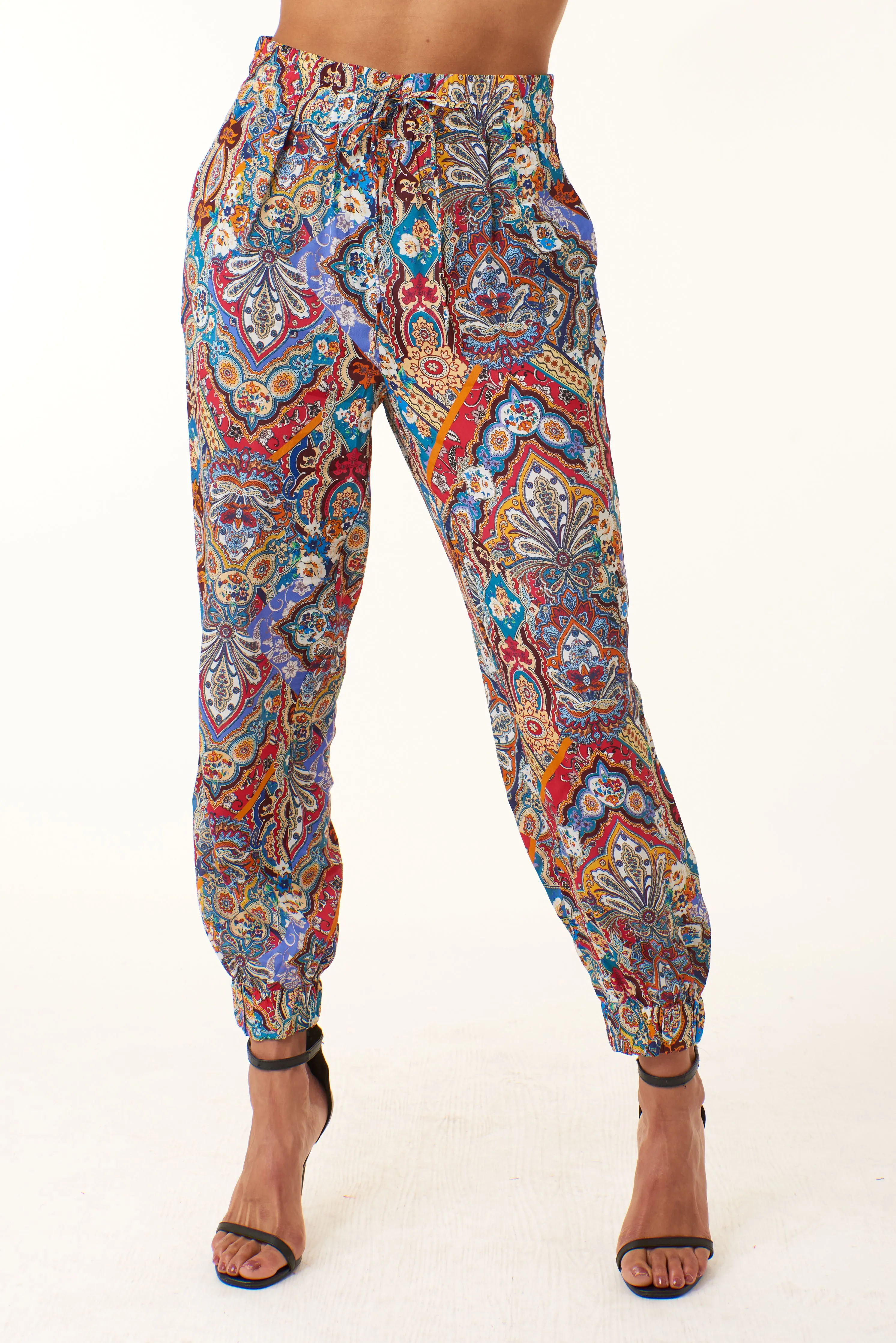 Robert Graham, silk blend, Mia jogger trousers in mosaic print