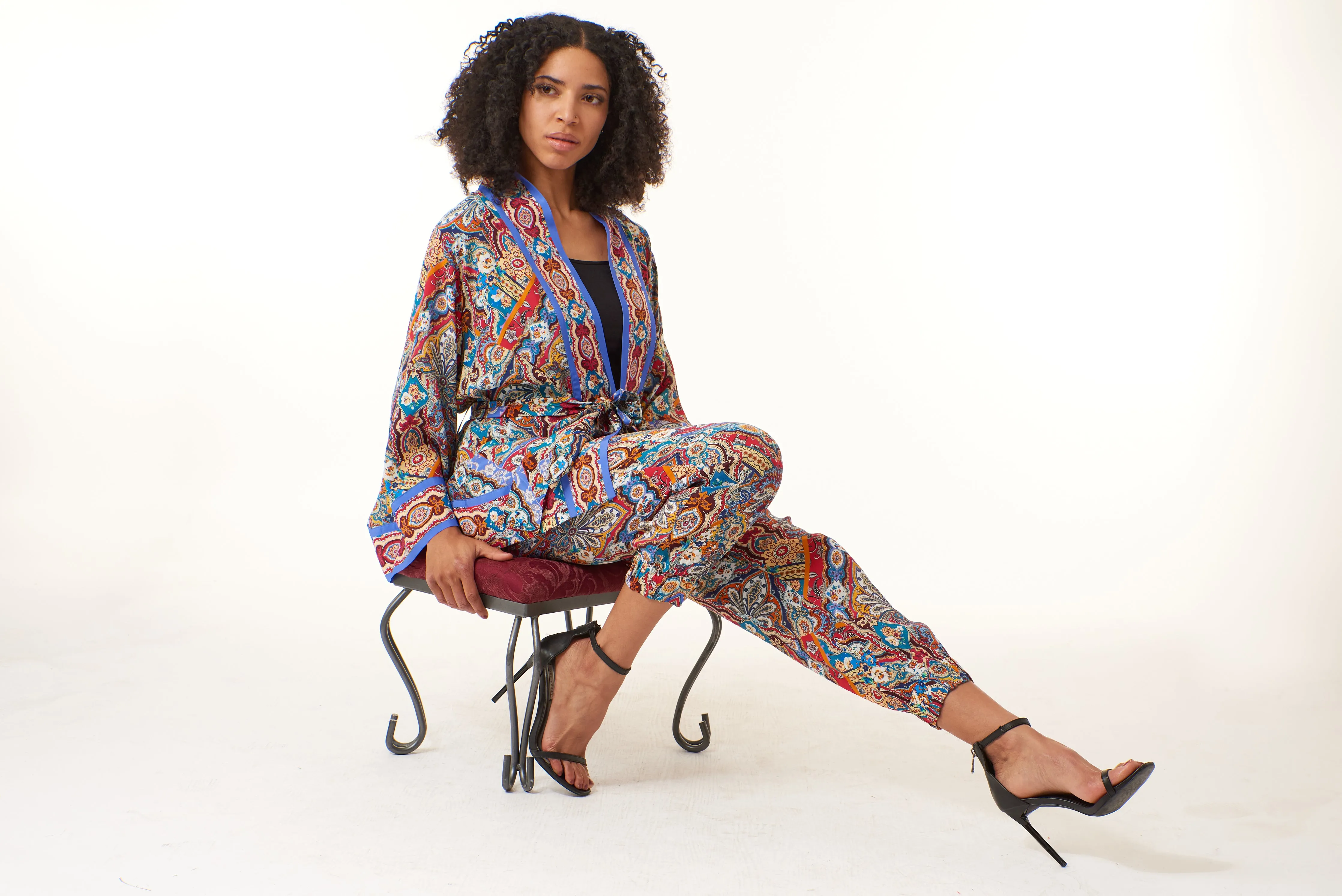 Robert Graham, silk blend, Mia jogger trousers in mosaic print