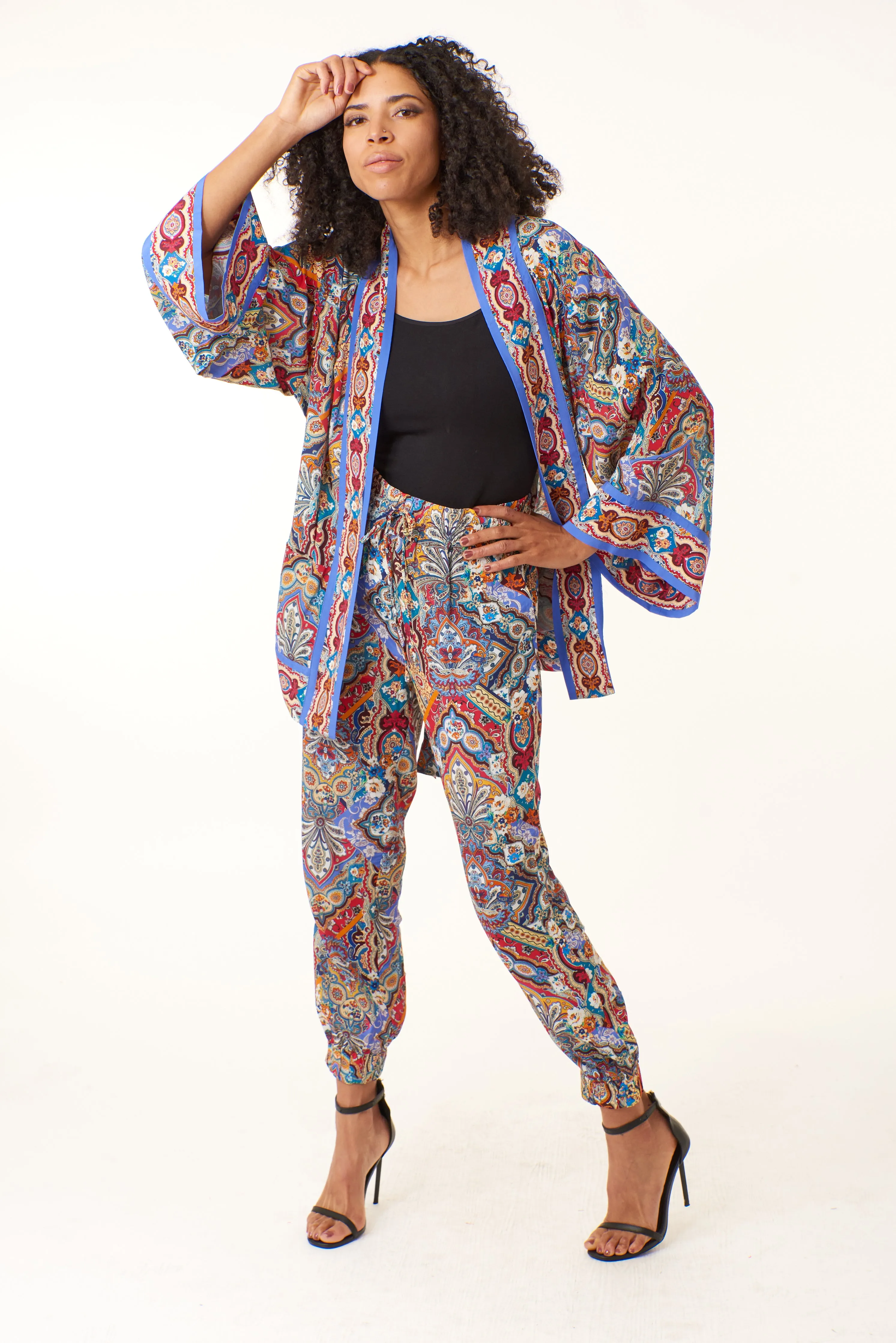 Robert Graham, silk blend, Mia jogger trousers in mosaic print