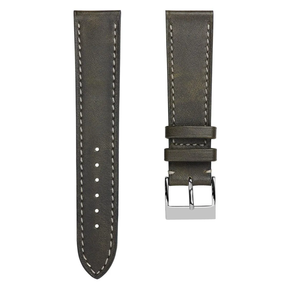 Rochefort Flat Patina Calf Leather Watch Strap - Grey