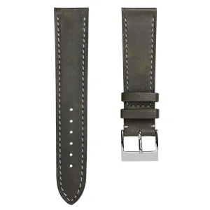 Rochefort Flat Patina Calf Leather Watch Strap - Grey