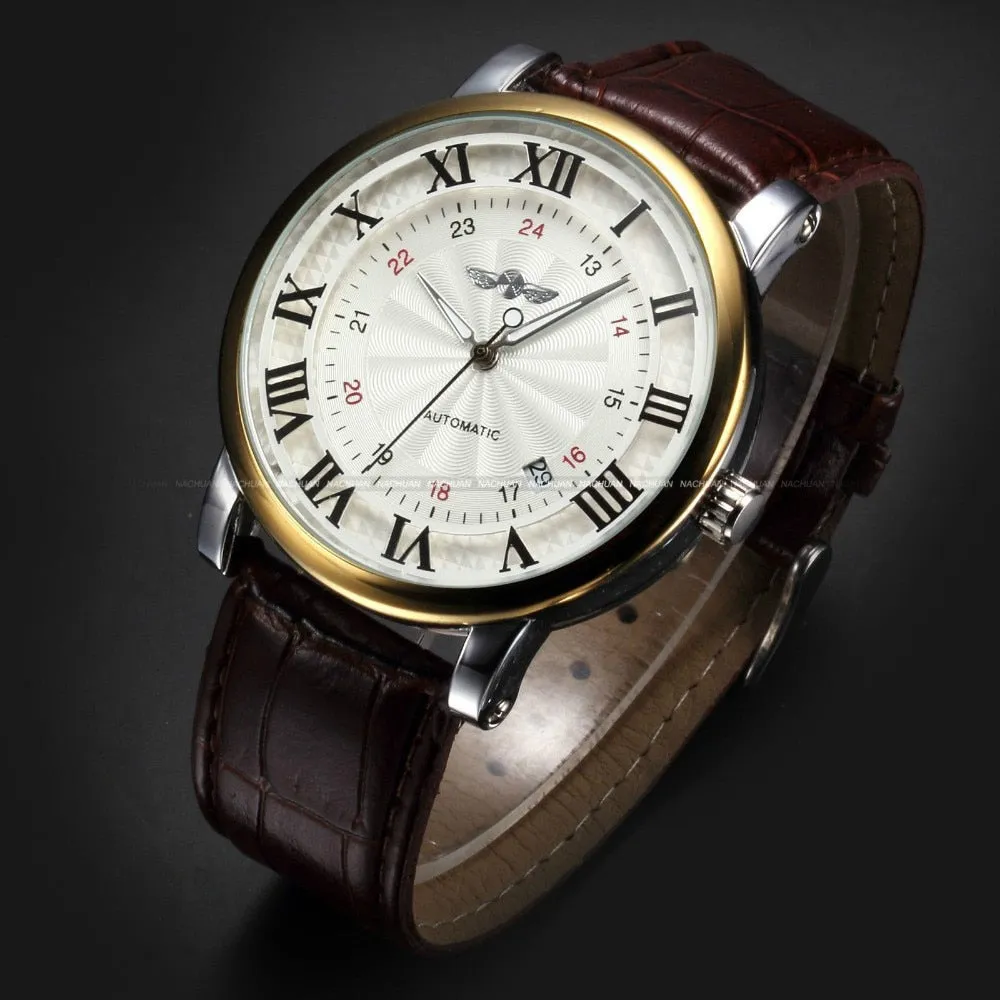 Rome Number Automatic Mechanical Leather Watch