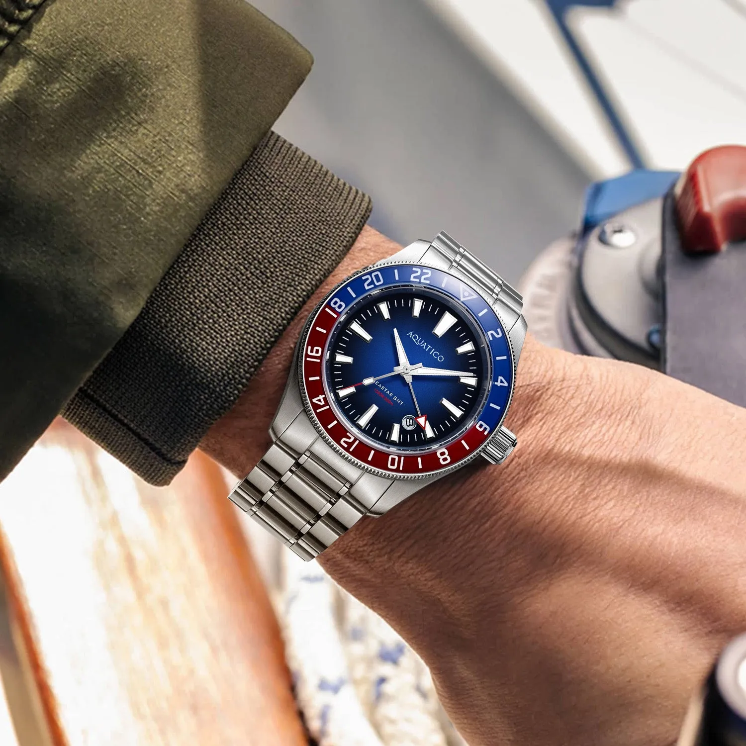 Sea Star GMT Blue Dial Pepsi Bezel Inlay