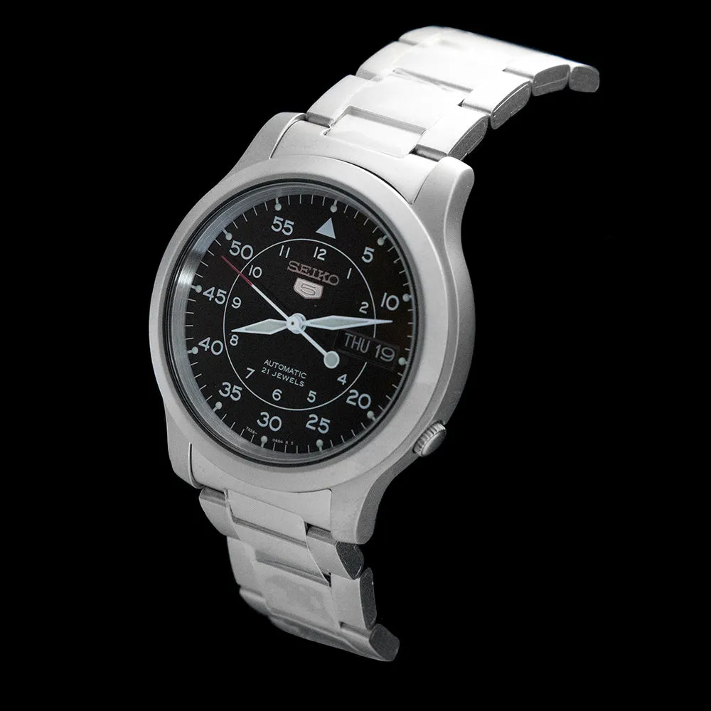 Seiko 5 - Black Field Watch on Steel