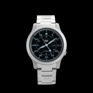 Seiko 5 - Black Field Watch on Steel