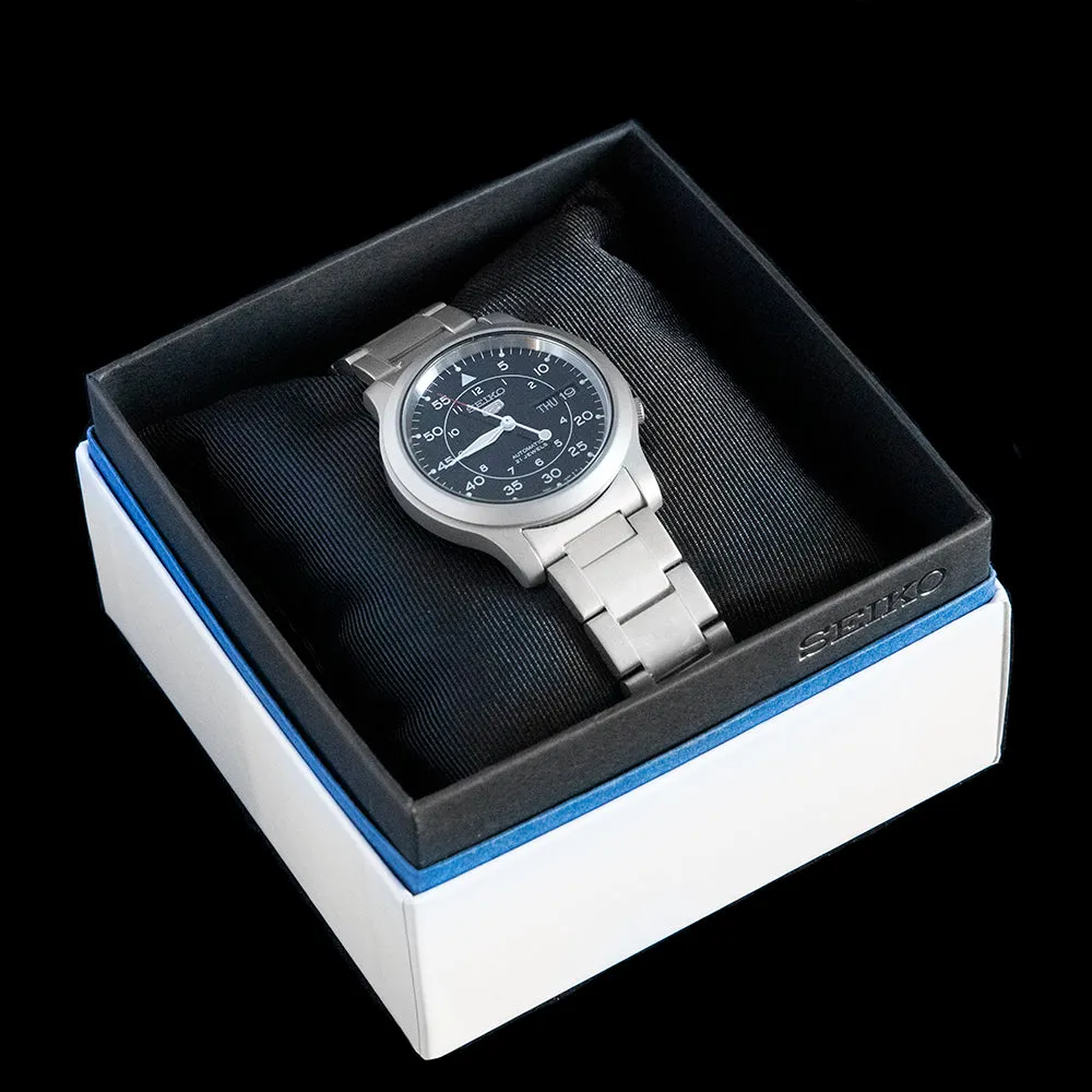 Seiko 5 - Black Field Watch on Steel