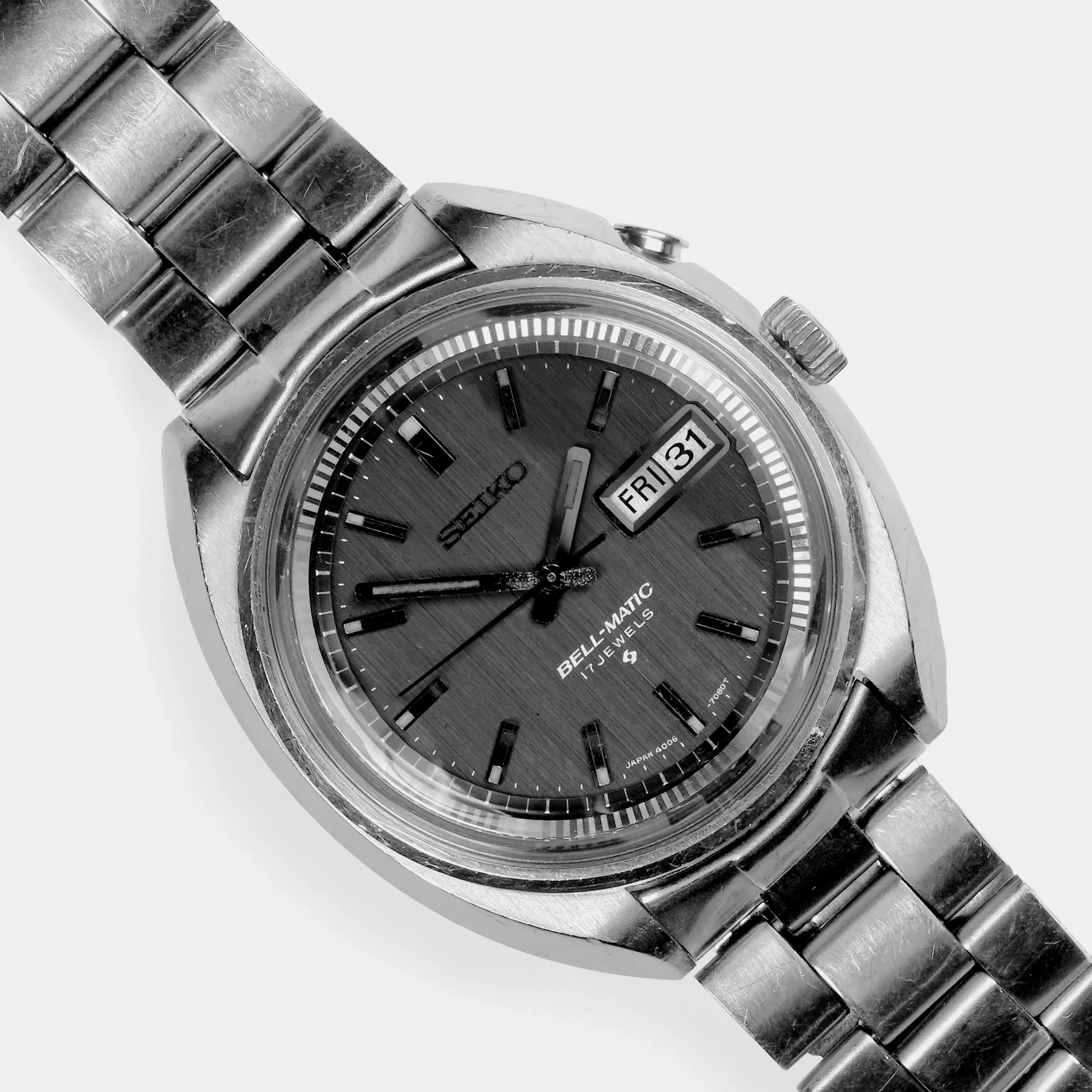 Seiko Bell-Matic Alarm Ref. 4006-7000 Brushed Grey Dial Circa 1969 Wristwatch