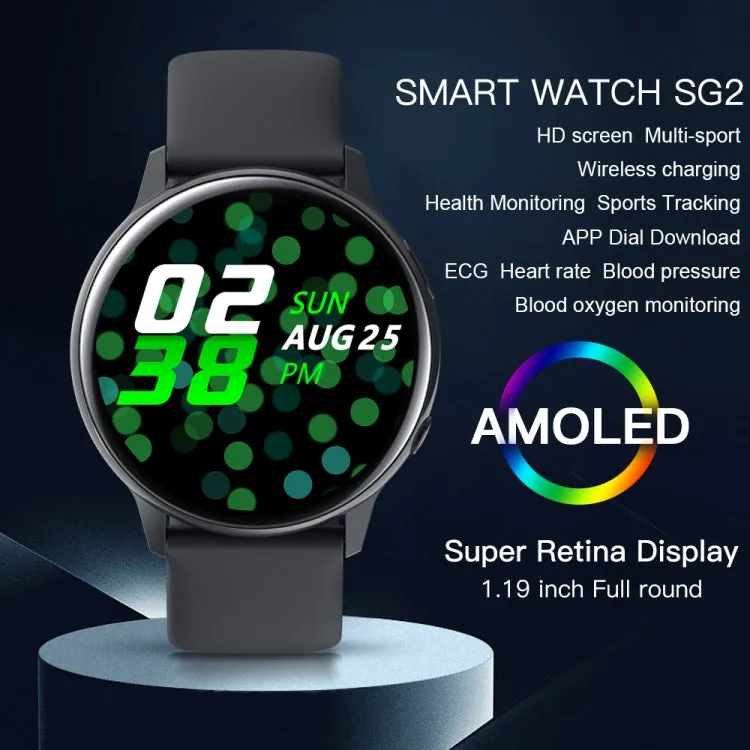 SG2 1.2 inch AMOLED Screen Smart Watch, IP68 Waterproof, Support Music Control / Bluetooth Photograph / Heart Rate Monitor / Blood Pressure Monitoring(Black)