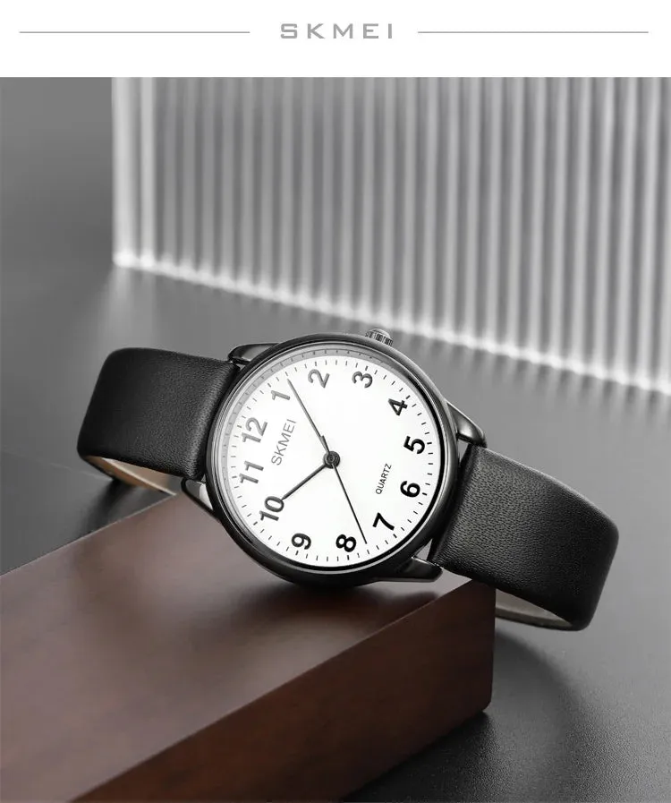 SKMEI Women's Fashion Watch - Elegant Leather Strap, Analog-Digital Display