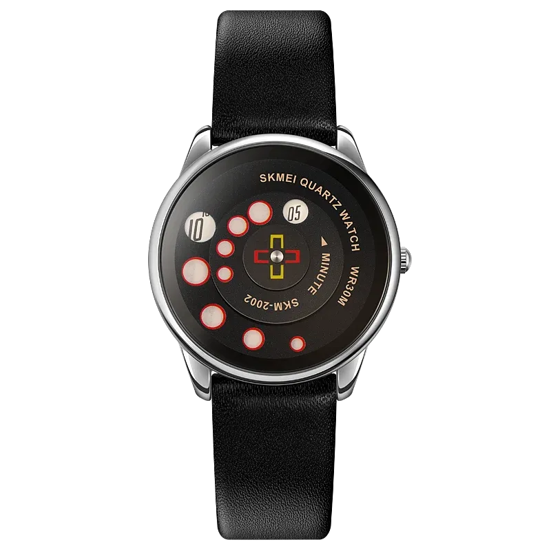 SKMEI Women's Fashion Watch - Elegant Leather Strap, Analog-Digital Display