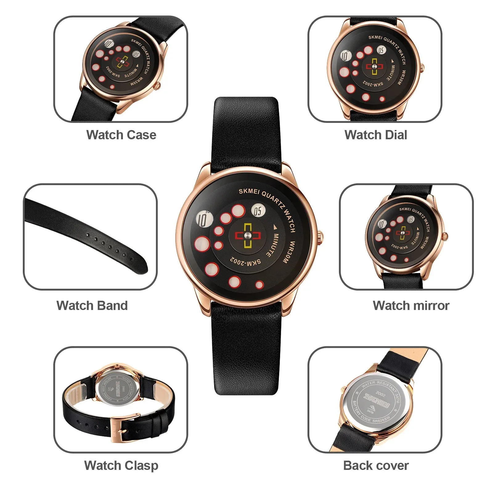 SKMEI Women's Fashion Watch - Elegant Leather Strap, Analog-Digital Display