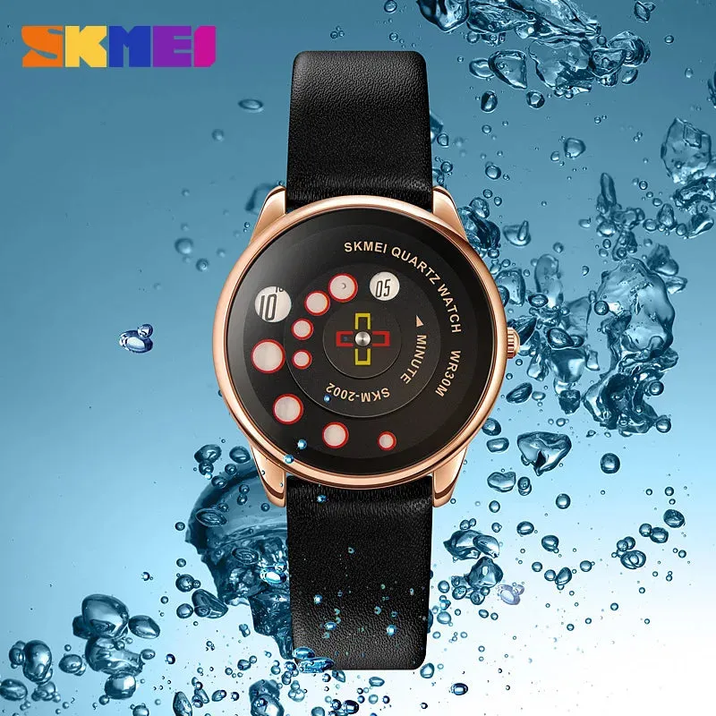 SKMEI Women's Fashion Watch - Elegant Leather Strap, Analog-Digital Display