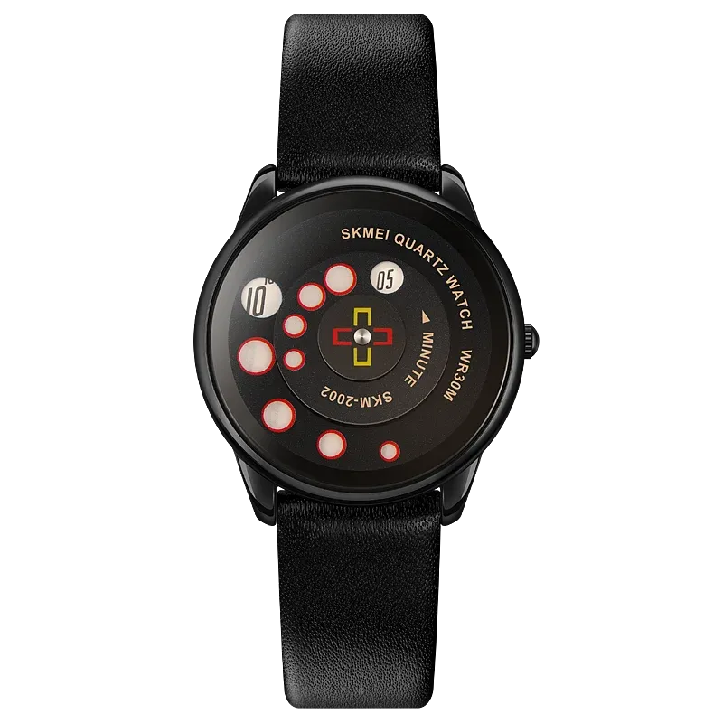 SKMEI Women's Fashion Watch - Elegant Leather Strap, Analog-Digital Display
