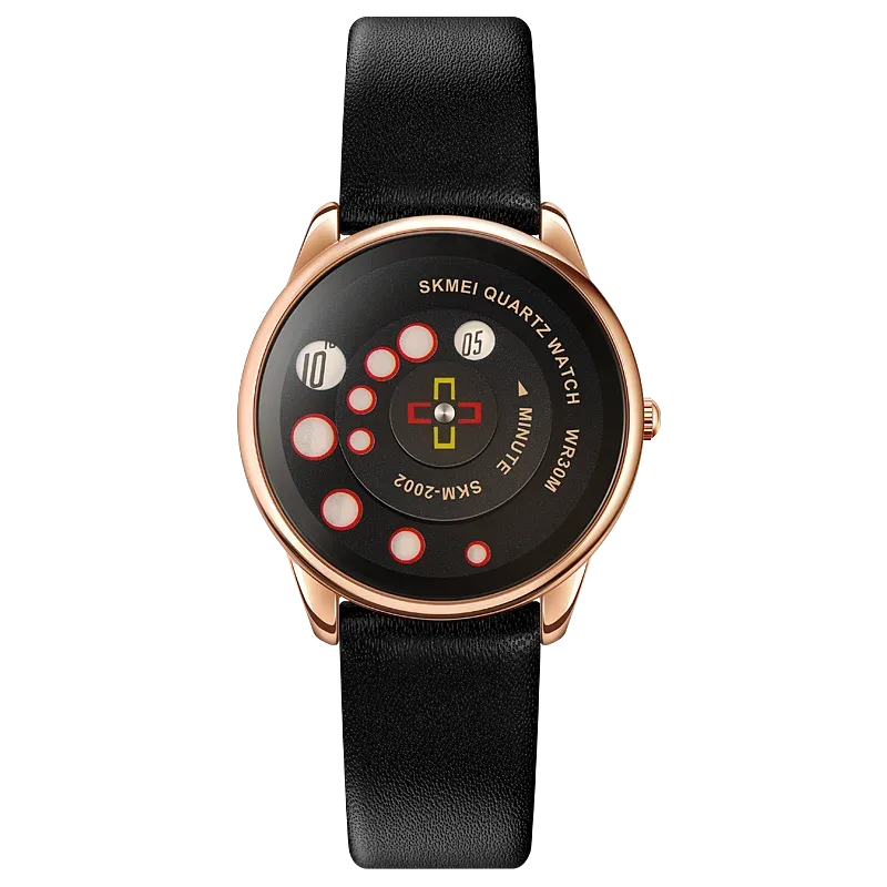 SKMEI Women's Fashion Watch - Elegant Leather Strap, Analog-Digital Display