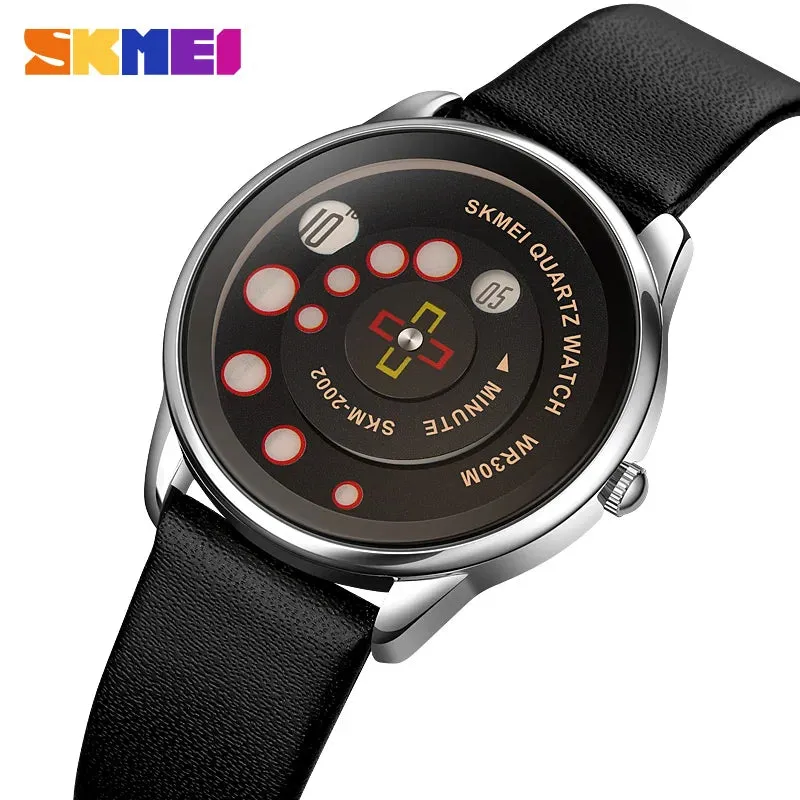 SKMEI Women's Fashion Watch - Elegant Leather Strap, Analog-Digital Display