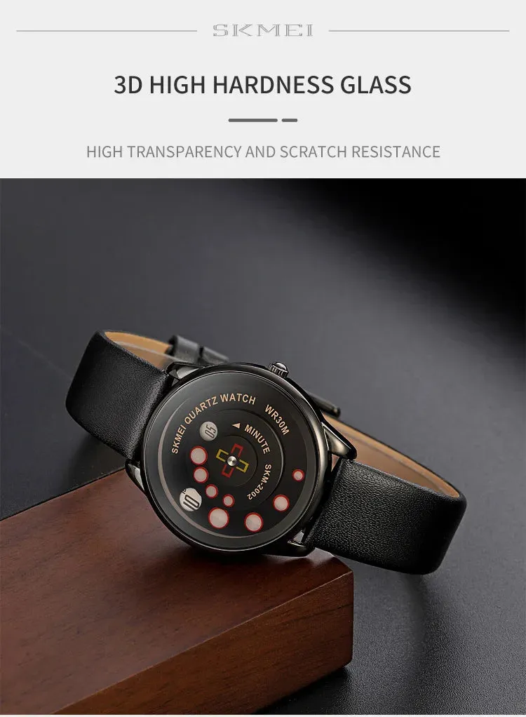 SKMEI Women's Fashion Watch - Elegant Leather Strap, Analog-Digital Display