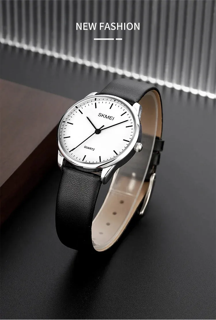 SKMEI Women's Fashion Watch - Elegant Leather Strap, Analog-Digital Display