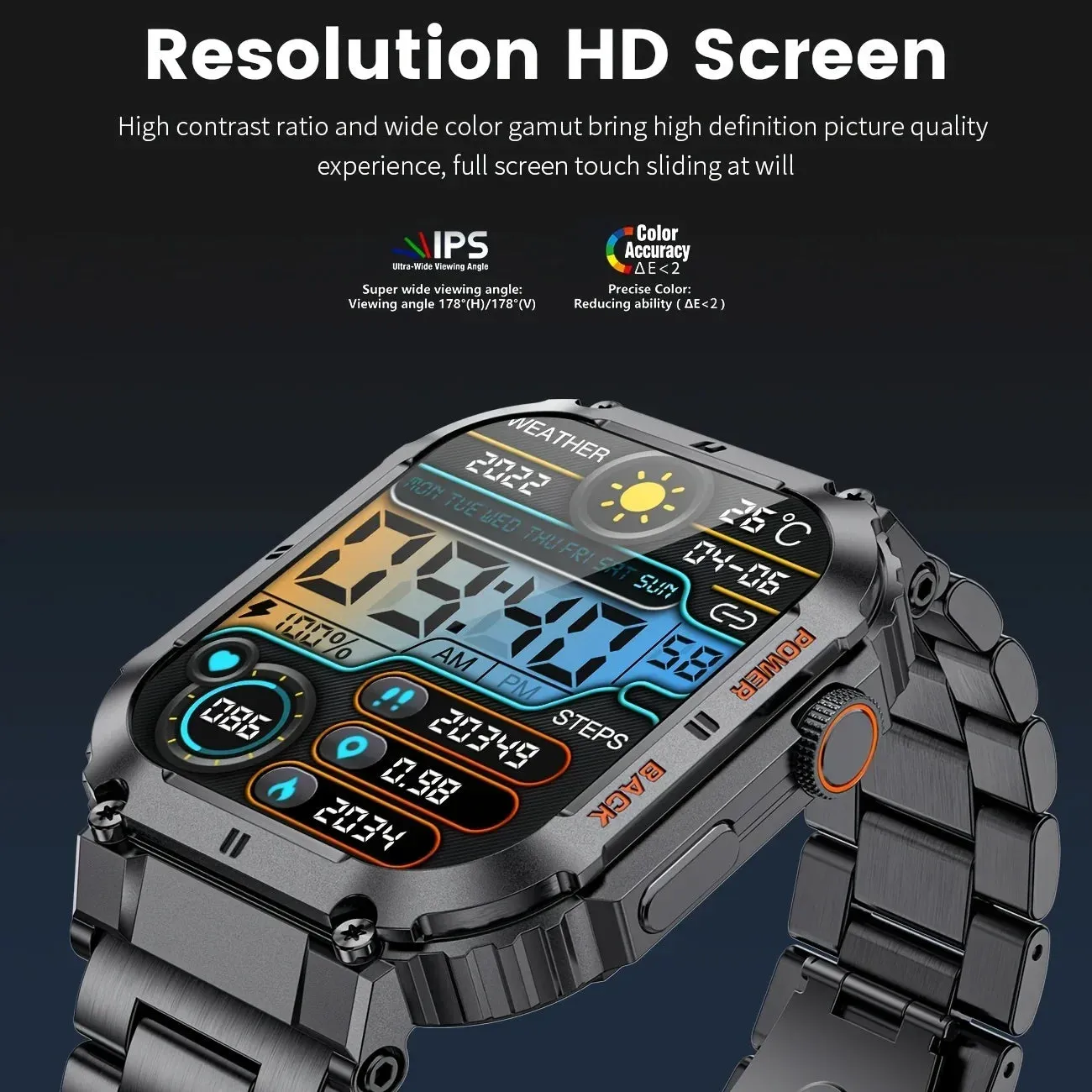 Smart Watch – IP53 Waterproof, Wireless Calling, Music, Blood Pressure/Oxygen Monitoring, Sleep Tracking, Multiple Sports Modes