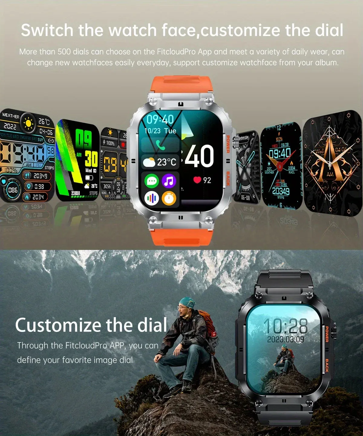 Smart Watch – IP53 Waterproof, Wireless Calling, Music, Blood Pressure/Oxygen Monitoring, Sleep Tracking, Multiple Sports Modes
