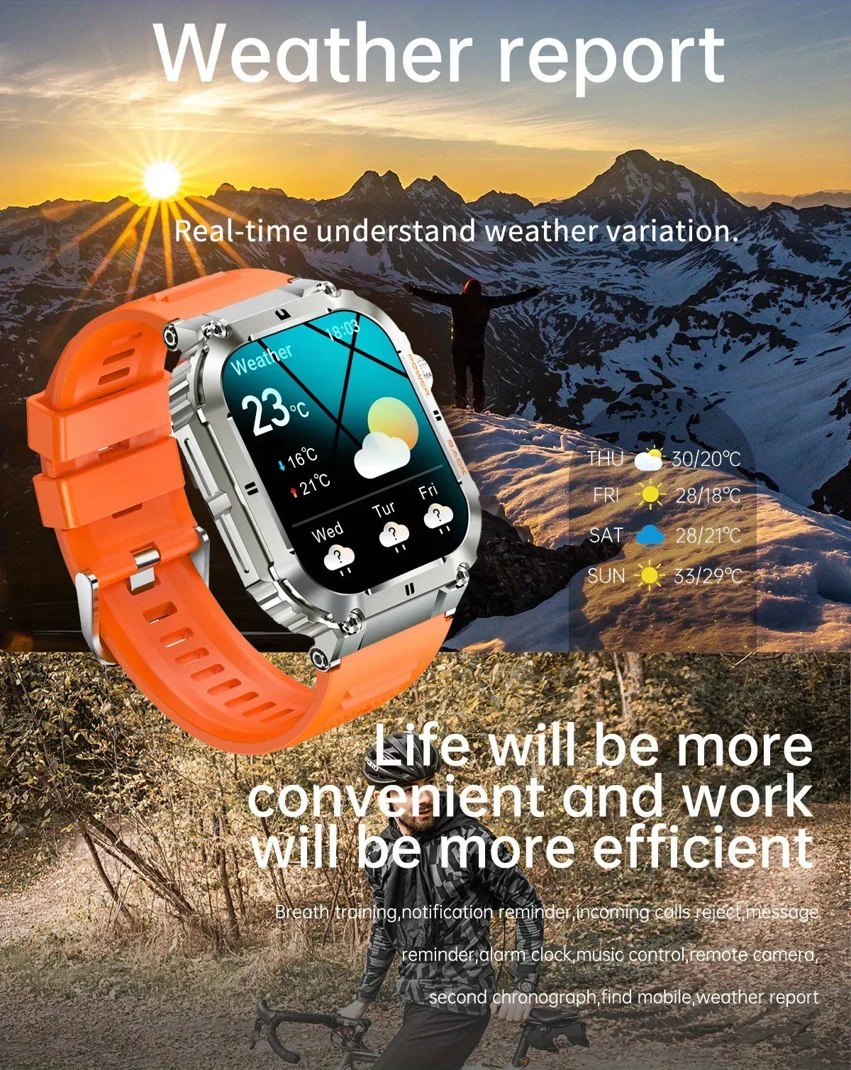 Smart Watch – IP53 Waterproof, Wireless Calling, Music, Blood Pressure/Oxygen Monitoring, Sleep Tracking, Multiple Sports Modes