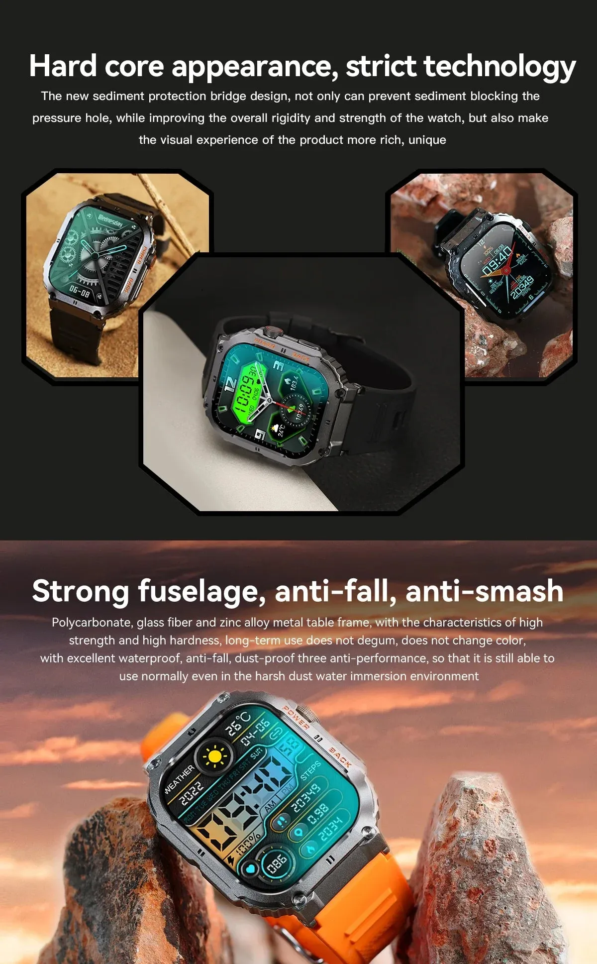 Smart Watch – IP53 Waterproof, Wireless Calling, Music, Blood Pressure/Oxygen Monitoring, Sleep Tracking, Multiple Sports Modes
