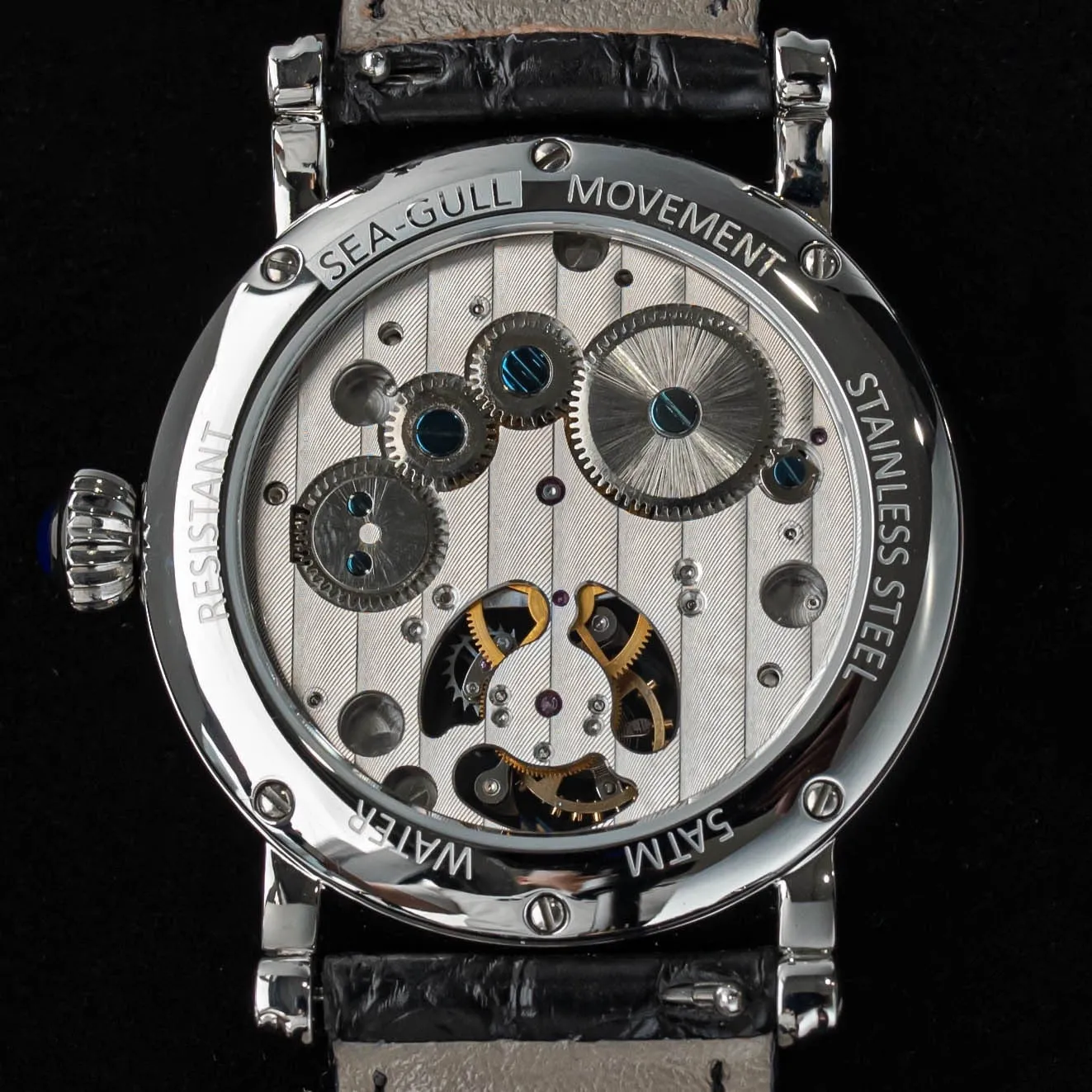 Sugess Earth Art Enamel Dial Seagull ST8000 HandWind Movement Genuine Tourbillon Watch Luxury Business Mens Wristwatch Sapphire