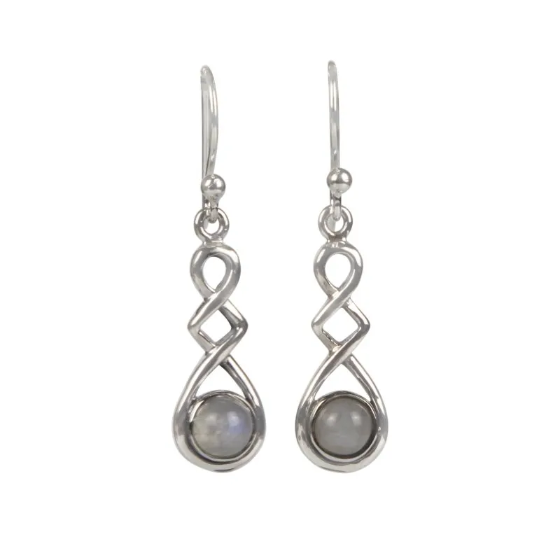 Sundari Jewellery A Swirly Unique and Elegant Pair of Sterling Silver Earrings Carrying Range of Gems