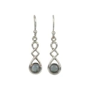 Sundari Jewellery A Swirly Unique and Elegant Pair of Sterling Silver Earrings Carrying Range of Gems