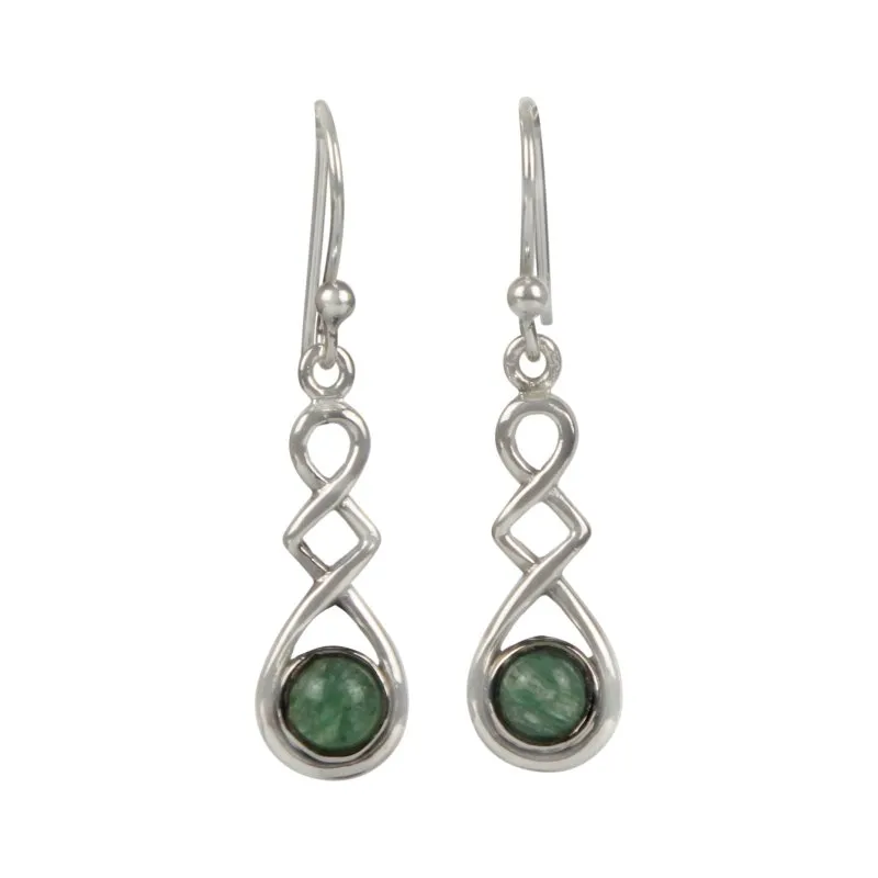Sundari Jewellery A Swirly Unique and Elegant Pair of Sterling Silver Earrings Carrying Range of Gems