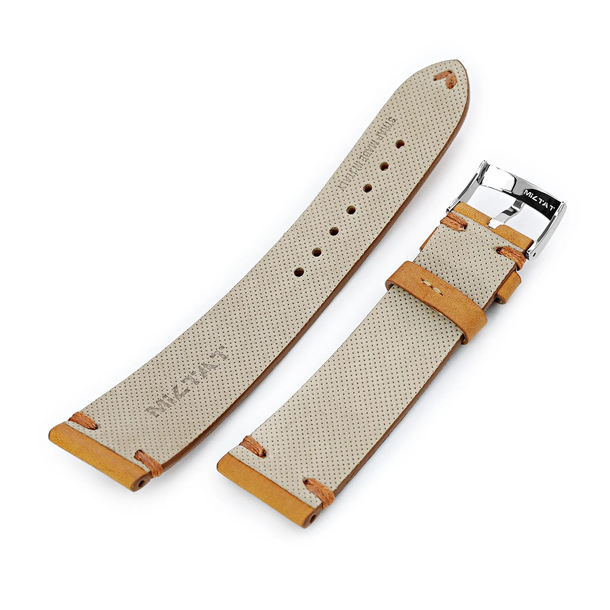 Tan Italian Handmade Leather Strap, Polished