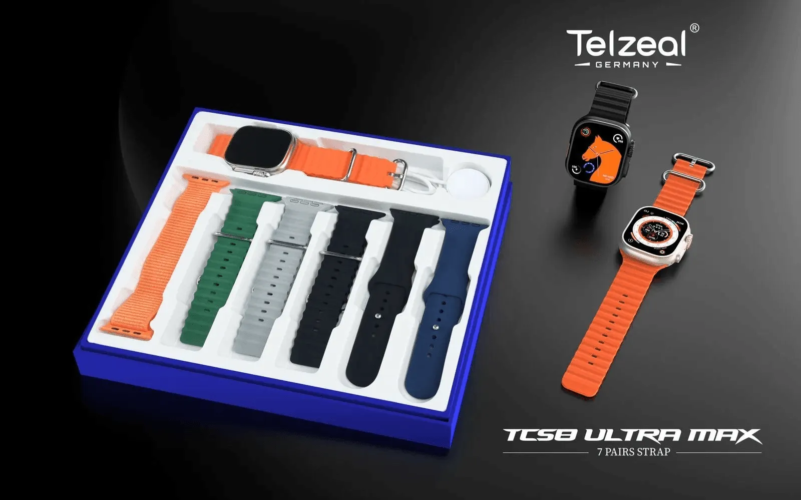 Telzeal TC58 Ultra Max Smart Watch With 7 Pairs Strap