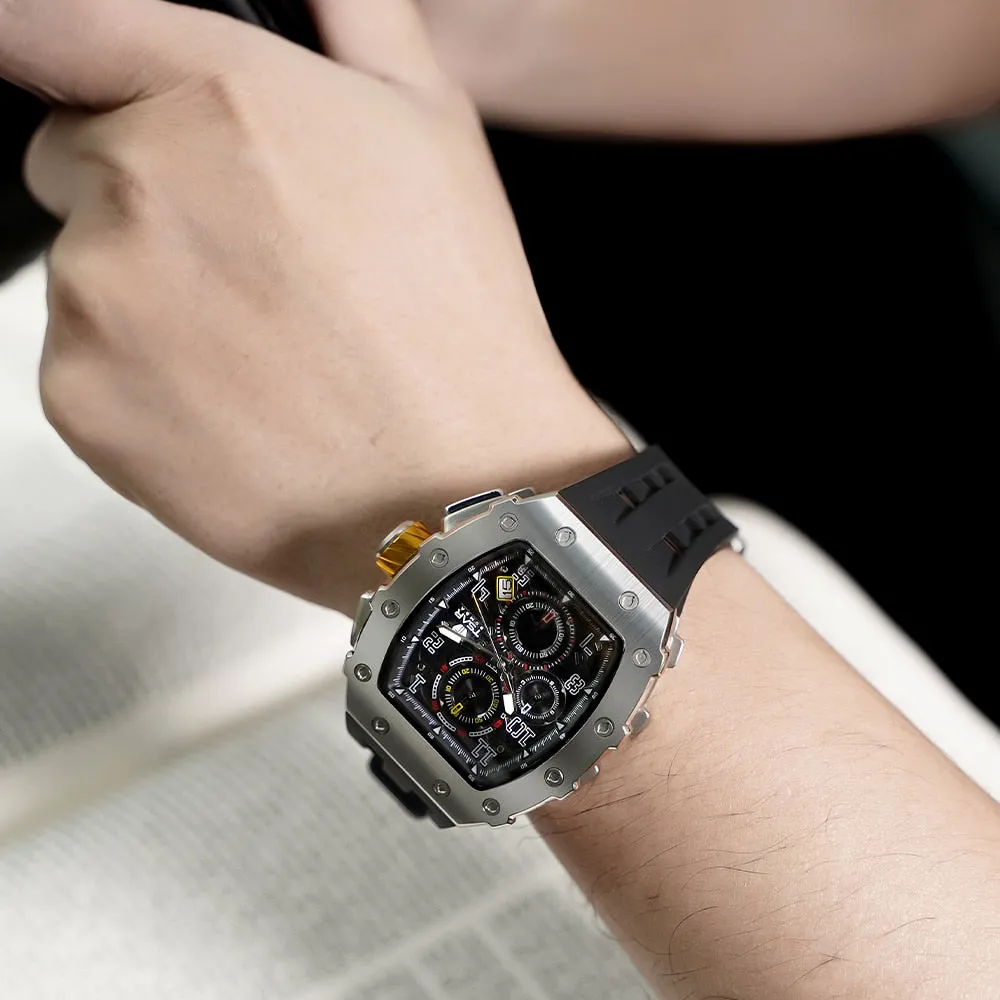 TSAR BOMBA Watch Men Luxury Brand Tonneau Design Waterproof Clock Stainless Steel Wristwatch Sport Chronograph Square Mens Watch