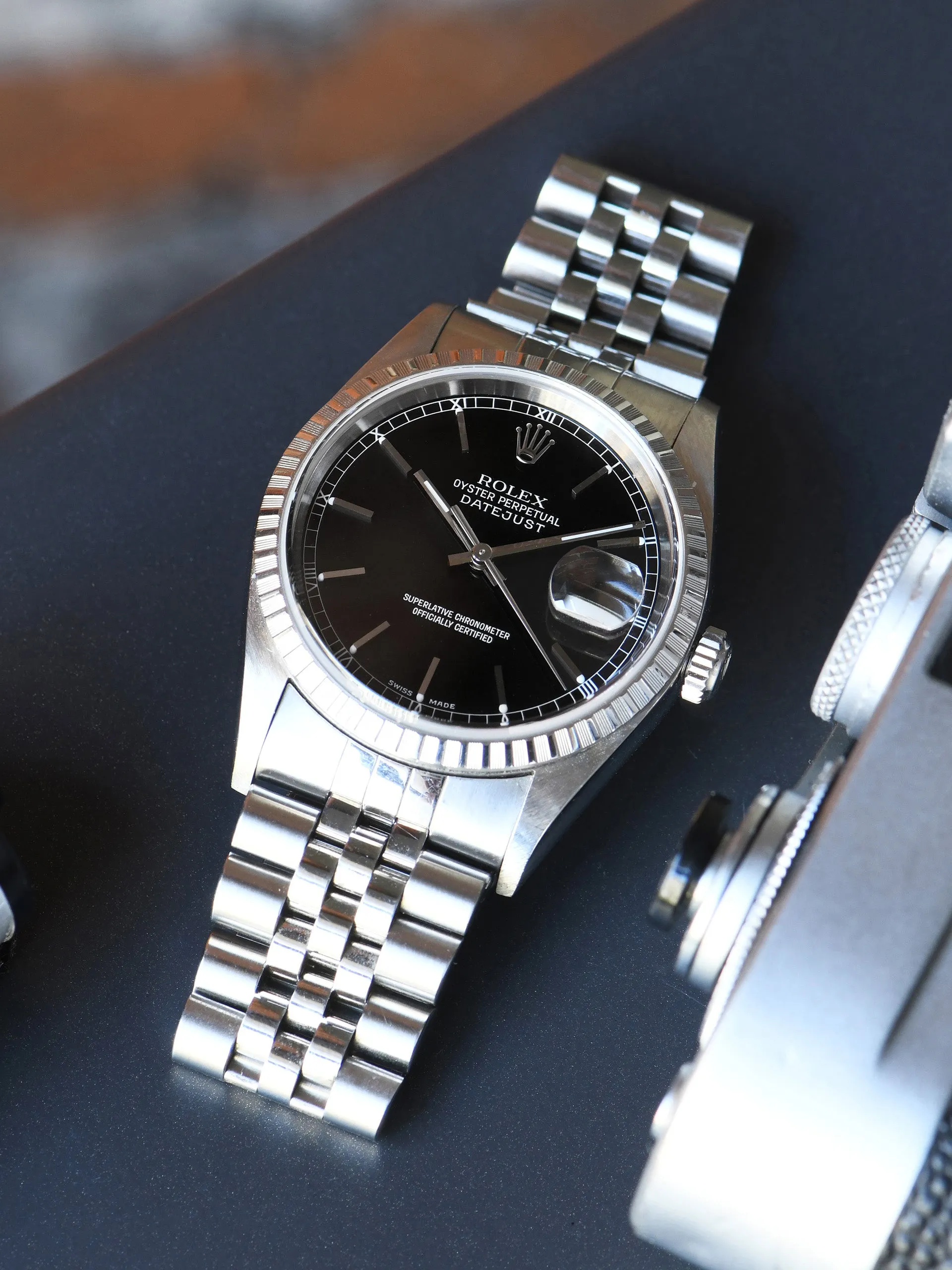 *Unpolished* 2000 Rolex Datejust (Ref. 16220) Black Dial
