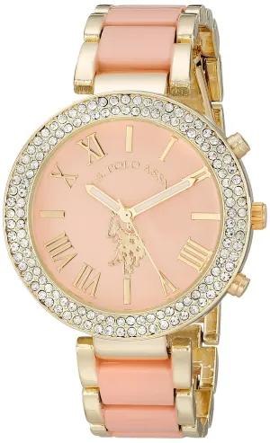 U.S. Polo Assn. Women's USC40063 Gold­ Tone and Pink Bracelet Watch