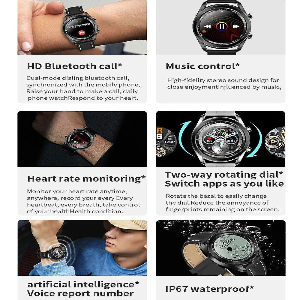 Watches watch men rotating bezel screen bluetooth call music player phone watch smart watches glay