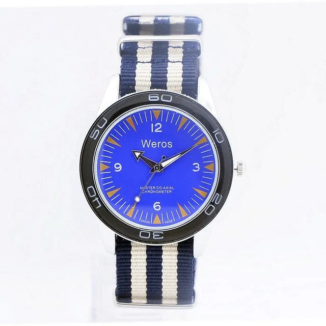 Weros men Military Watch Fashion Casual Watches Men Wristwatch Nylon Strap Quartz Sport Wrist Watch Men Clock Male