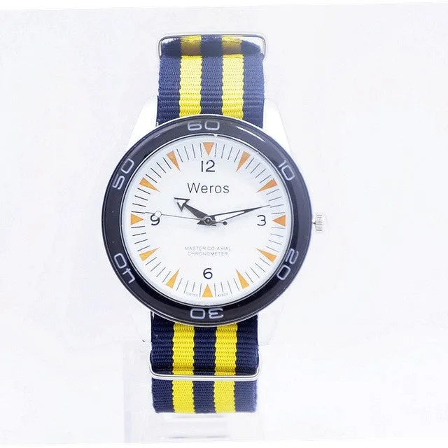 Weros men Military Watch Fashion Casual Watches Men Wristwatch Nylon Strap Quartz Sport Wrist Watch Men Clock Male