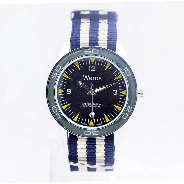 Weros men Military Watch Fashion Casual Watches Men Wristwatch Nylon Strap Quartz Sport Wrist Watch Men Clock Male