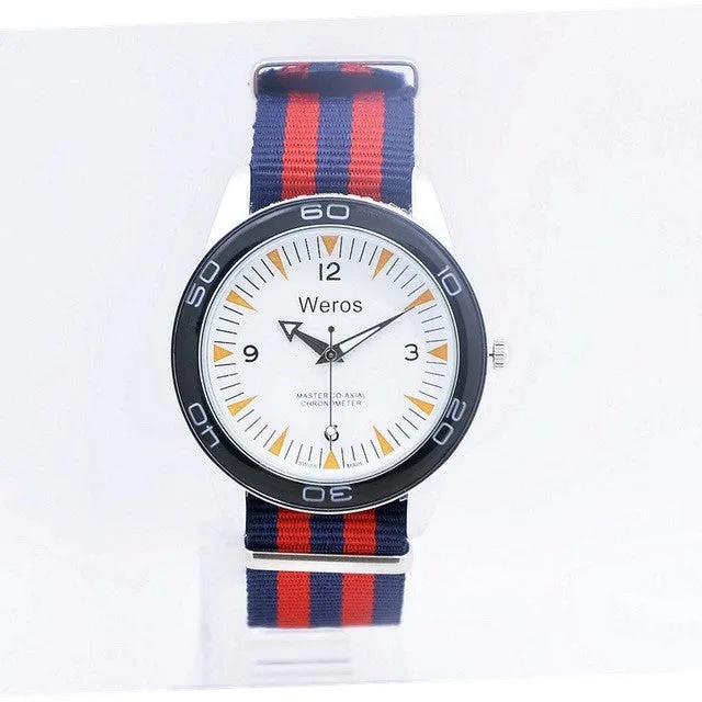 Weros men Military Watch Fashion Casual Watches Men Wristwatch Nylon Strap Quartz Sport Wrist Watch Men Clock Male