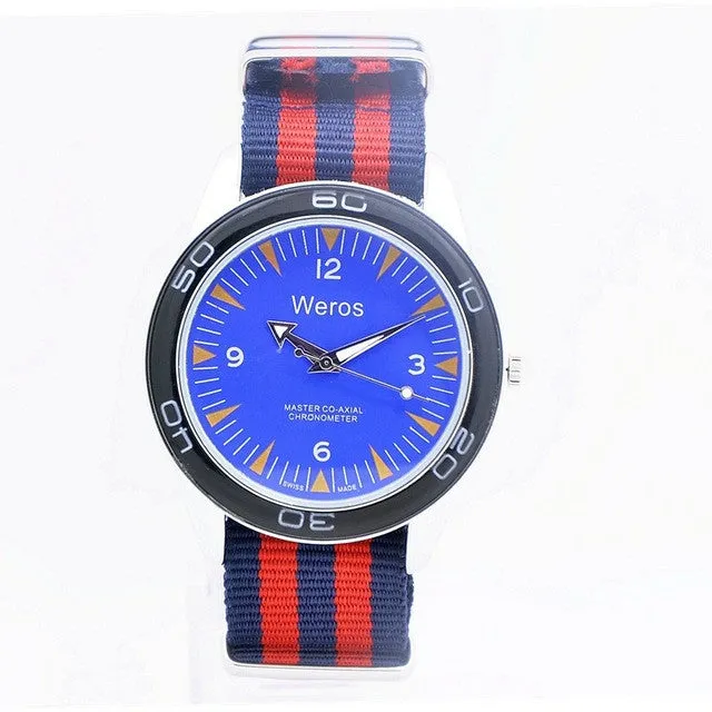 Weros men Military Watch Fashion Casual Watches Men Wristwatch Nylon Strap Quartz Sport Wrist Watch Men Clock Male